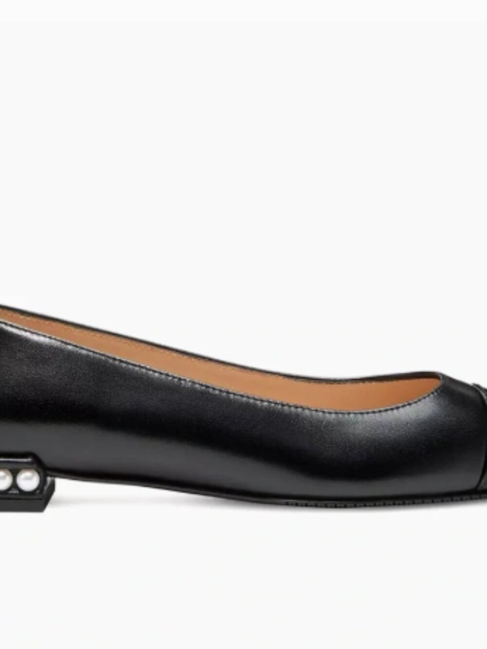 Stuart Weitzman Black Pearl Block Heel Leather Flats Size 37.5B/7